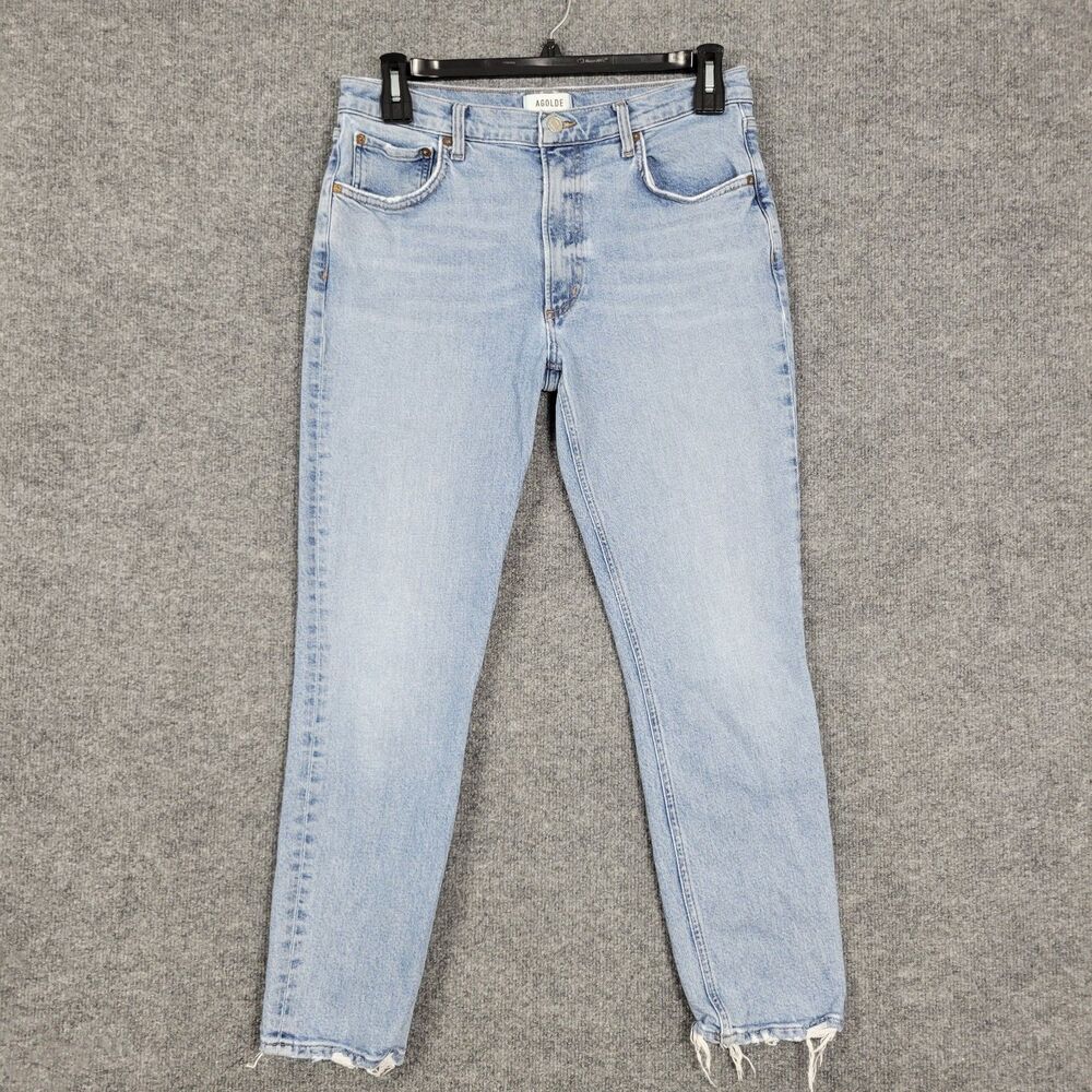 AGOLDE Willow Mid Rise Slim Crop Stretch Denim Blue Jeans Organic Cotton SIZE 30 - Picture 3 of 13